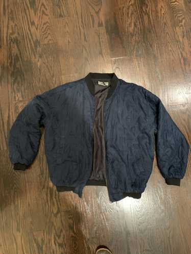 Robert Stock Blue Quilted Suede Bomber Jacket