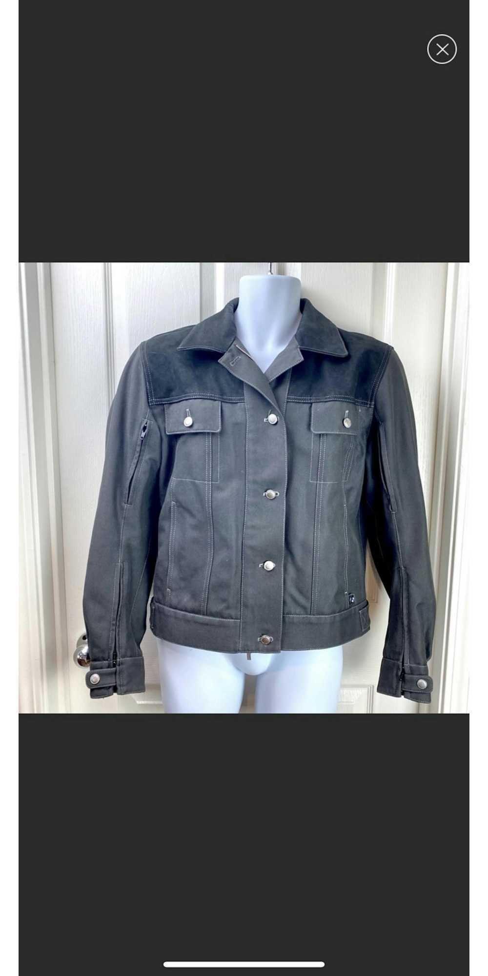 Bmw BMW Motorcycle Jacket Denim Leather Sz 42 - image 1