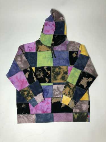 Patchwork tie cheap dye hooded sweatshirt