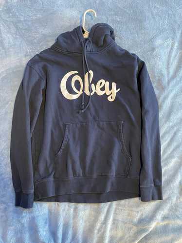 Obey × Vintage Obey Script Navy Hoodie