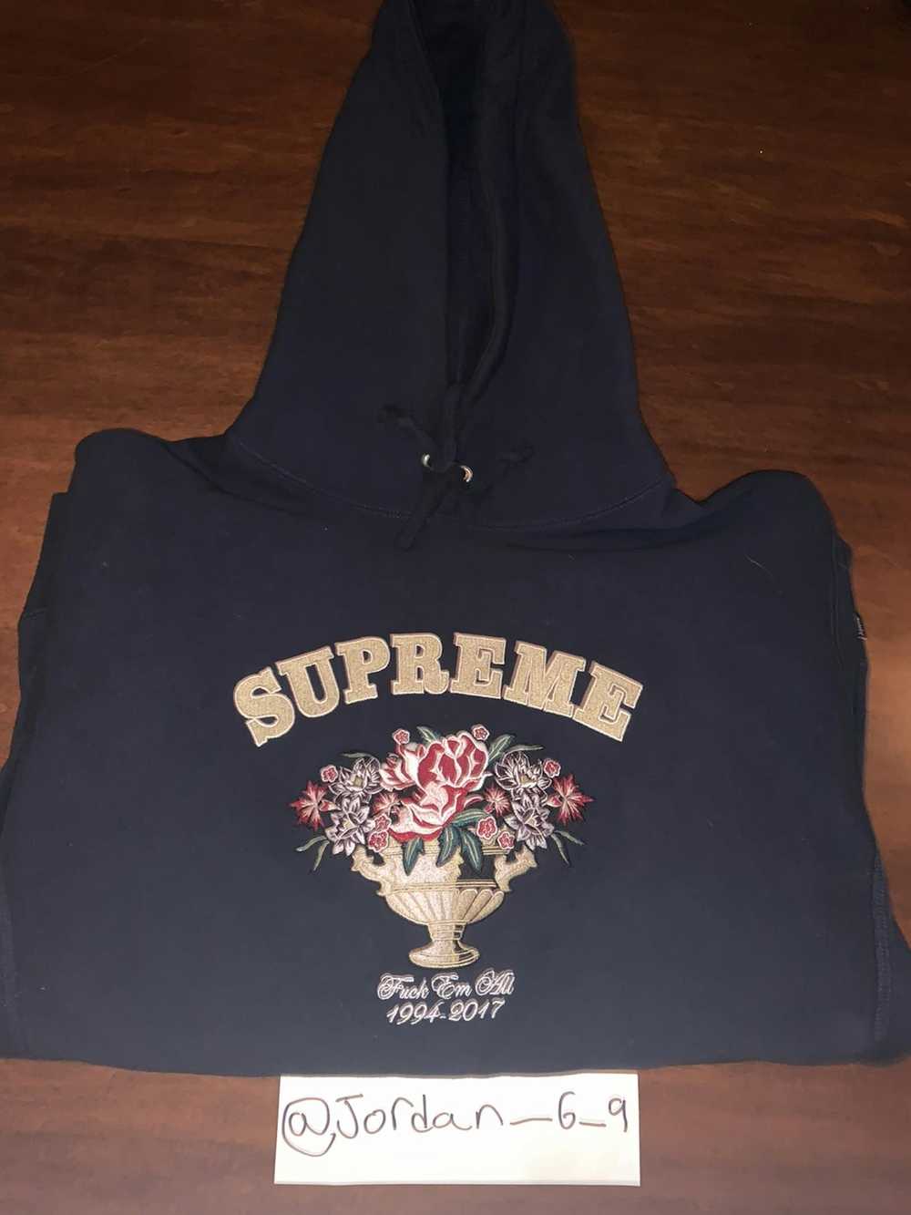 Supreme Supreme fuck em all roses hoodie - image 1