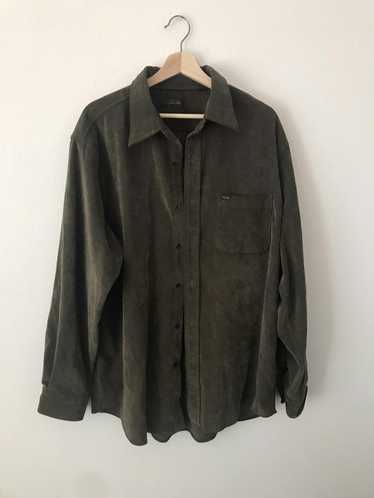 Tasso Elba Dark Green Corduroy Button up