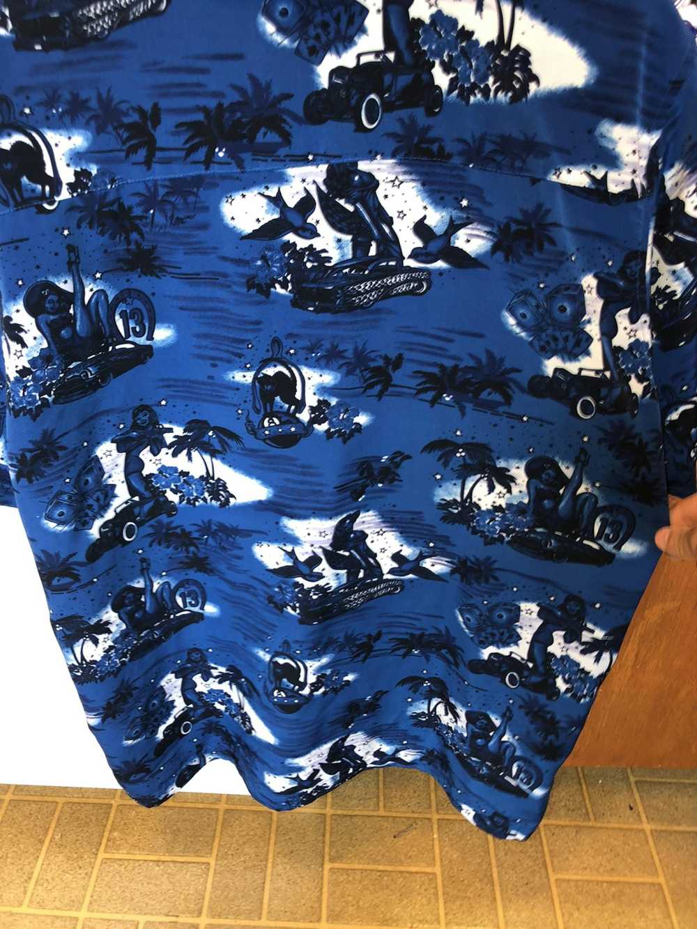 Hawaiian Shirt × Made In Hawaii × Vintage Dark Bl… - image 2