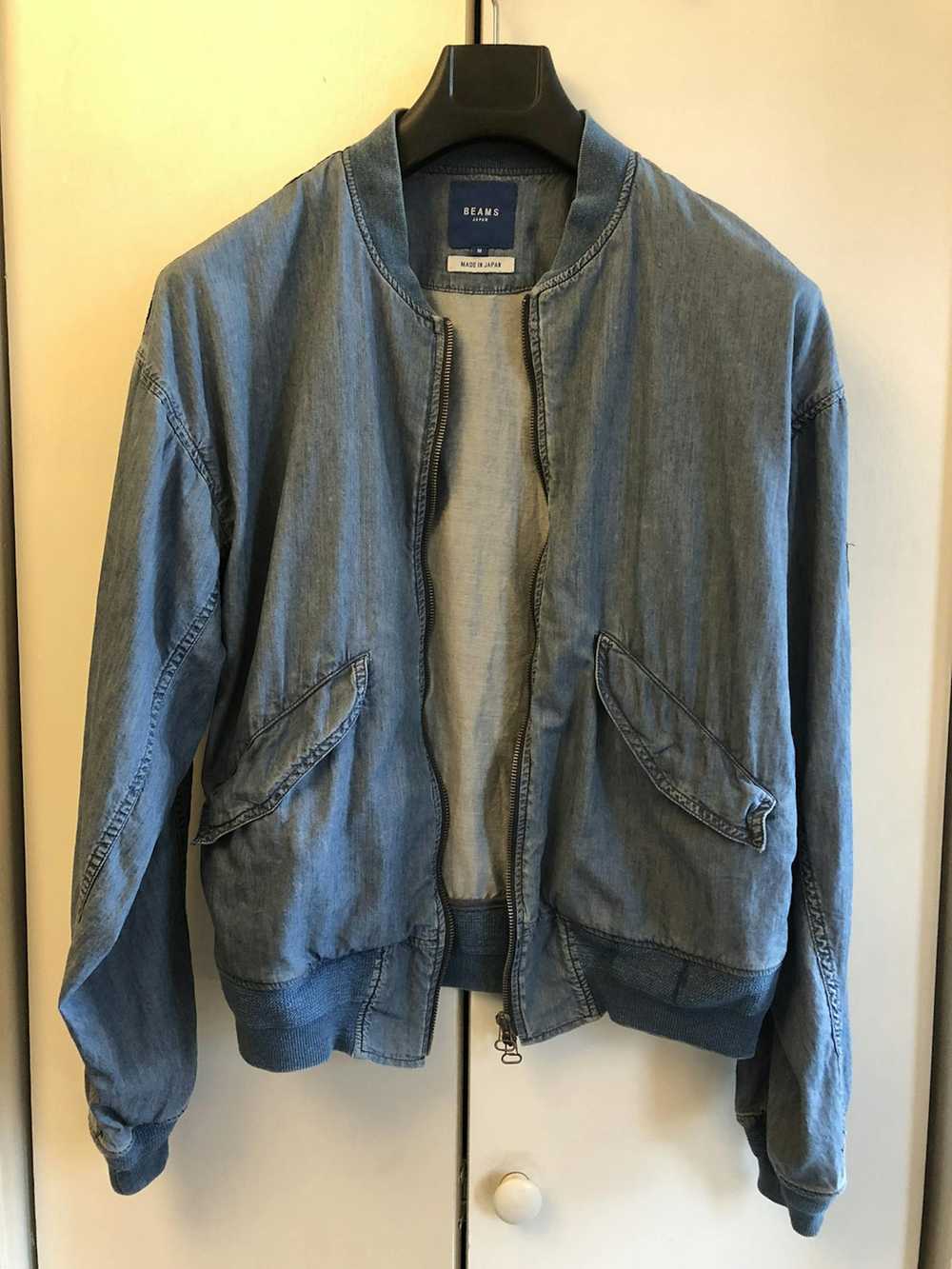 Beams Plus Lightweight Denim Bomber Jacket - image 1