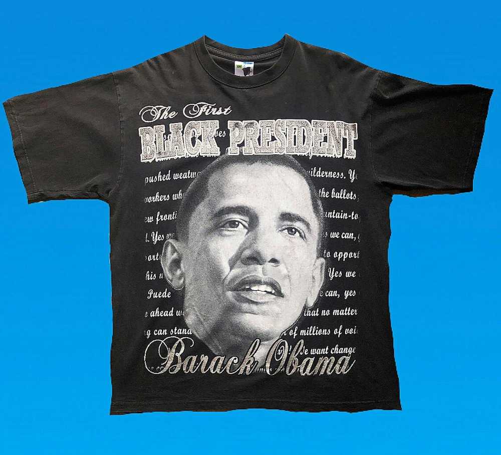 Obama × Vintage Vintage Obama Rap Style Tee Shirt… - image 1