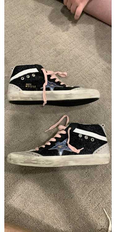 Golden Goose Black glitter light blue star midstar