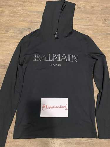 Balmain Black Metallic Logo Lightweight Hoodie