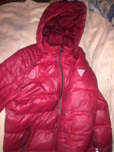 Guess Red Nylon Guess Coat Puffer Hoodie Jacket