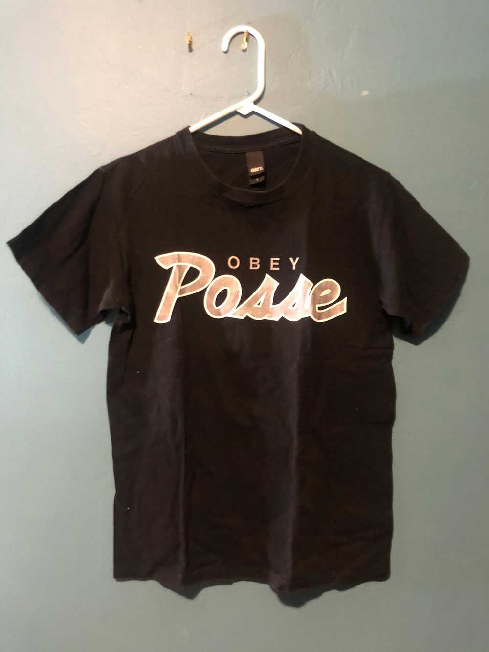 Obey Obey Posse Grey Script Tee T Shirt Size S Sm… - image 1