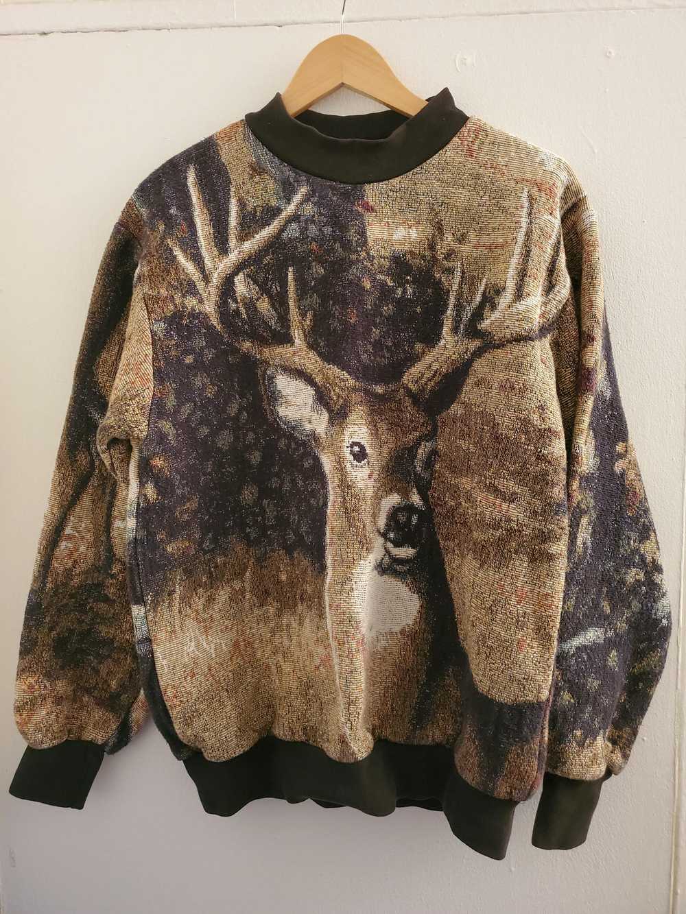 Vintage Sugar Street Weavers Deer Tapestry Sweater - image 1