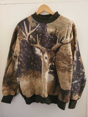 Vintage Sugar Street Weavers Deer Tapestry Sweater