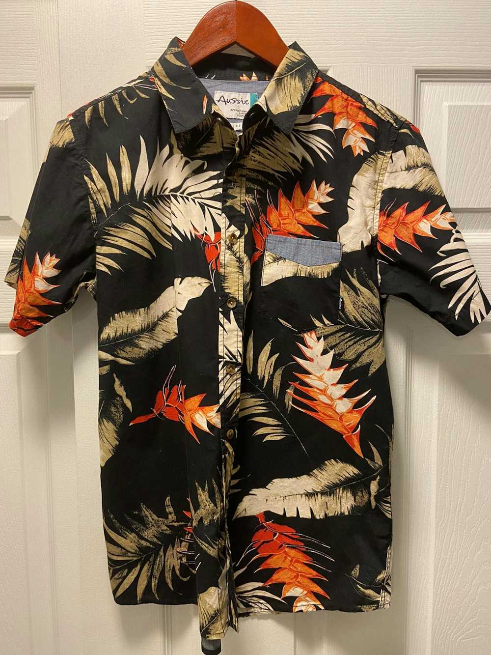 Other Black Hawaiian Shirt with Floral Design - image 1