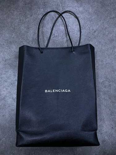 Balenciaga Shoulder Bag Black Leather Logo Print S