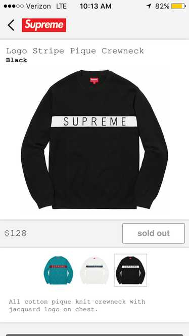 Supreme Logo Stripe Pique Crewneck