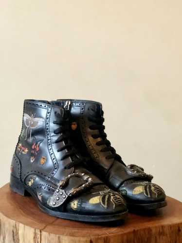 Gucci GUCCI Embroidered Leather Insect Boot