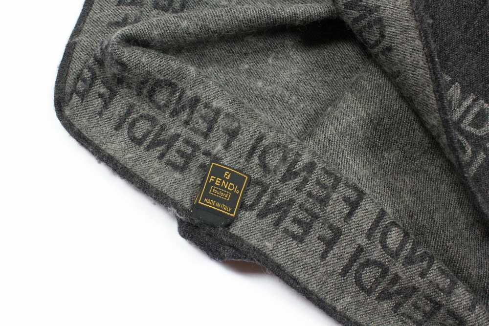 Fendi VINTAGE GREY FENDI LOGO WOOL SCARF - image 3