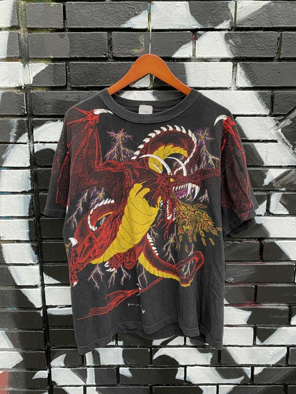 Vintage Vintage 1994 Dragon All Over Print Tee Si… - image 1