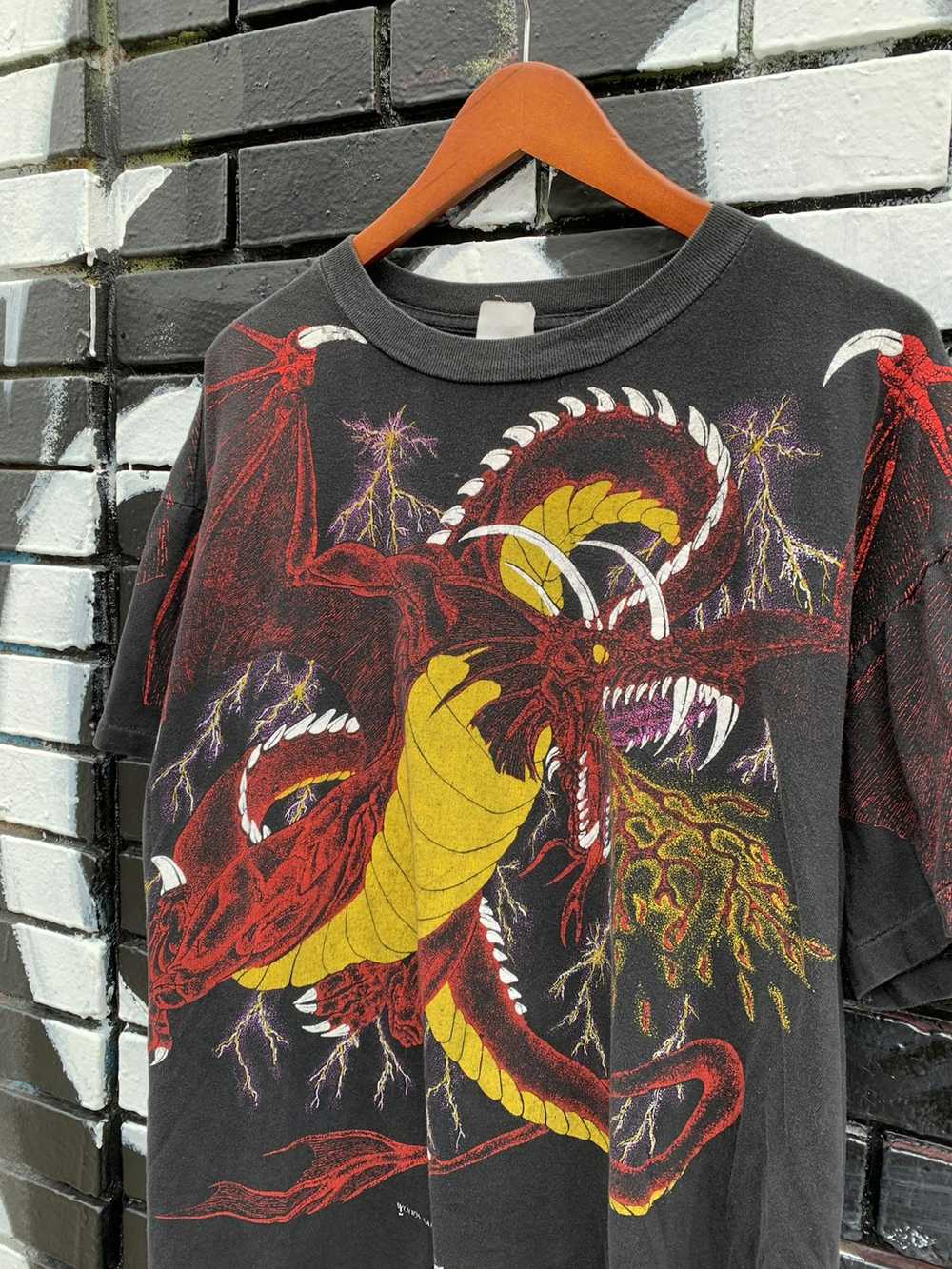 Vintage Vintage 1994 Dragon All Over Print Tee Si… - image 2