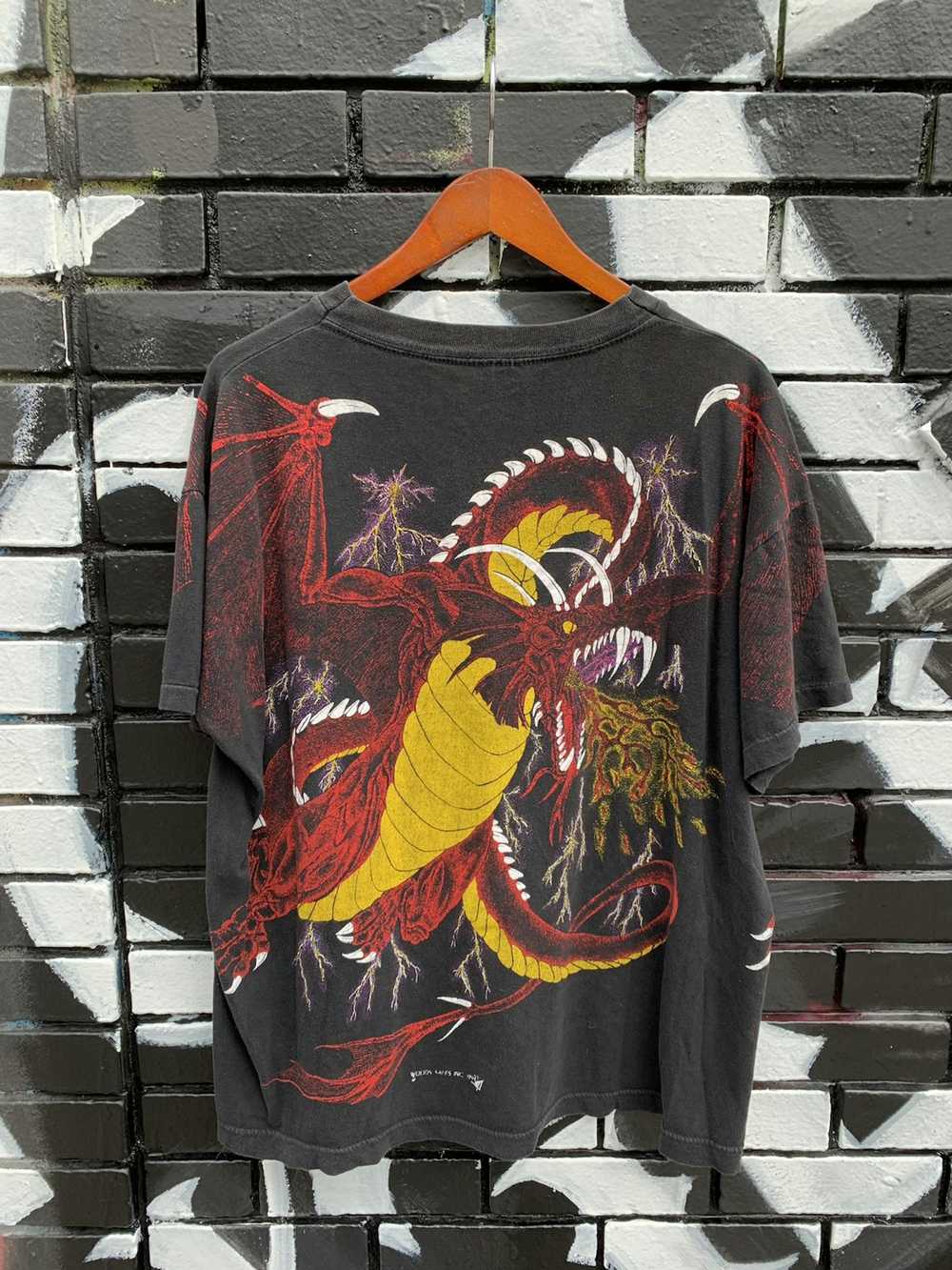 Vintage Vintage 1994 Dragon All Over Print Tee Si… - image 3