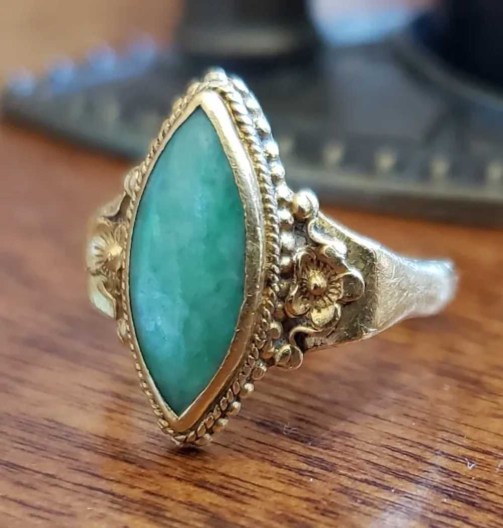 Antique 22K Yellow Gold Jadeite Jade Ring - image 10