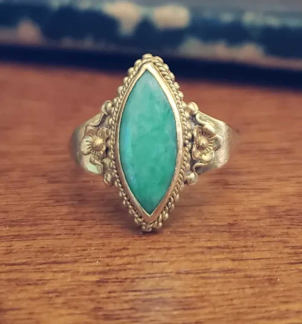 Antique 22K Yellow Gold Jadeite Jade Ring - image 12