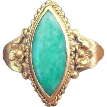 Antique 22K Yellow Gold Jadeite Jade Ring - image 1