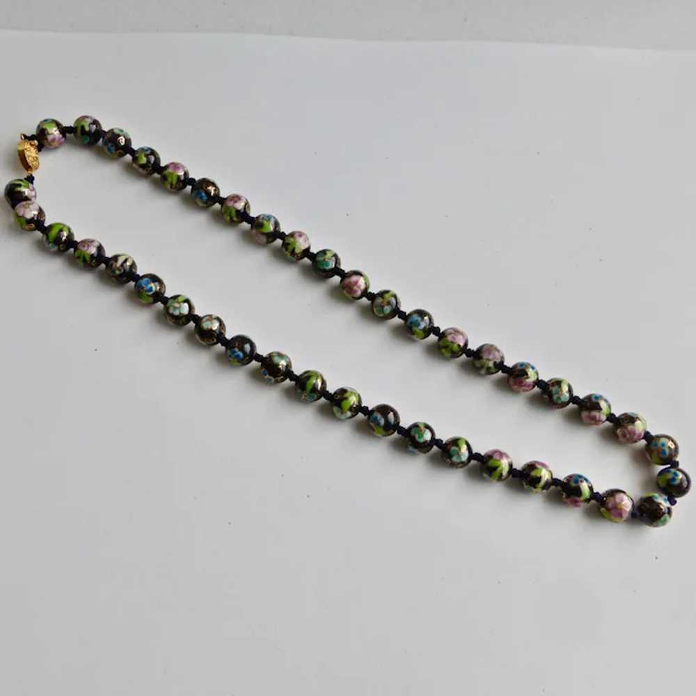 Hand Painted Black Chinese Porcelain Beaded Neckl… - image 10