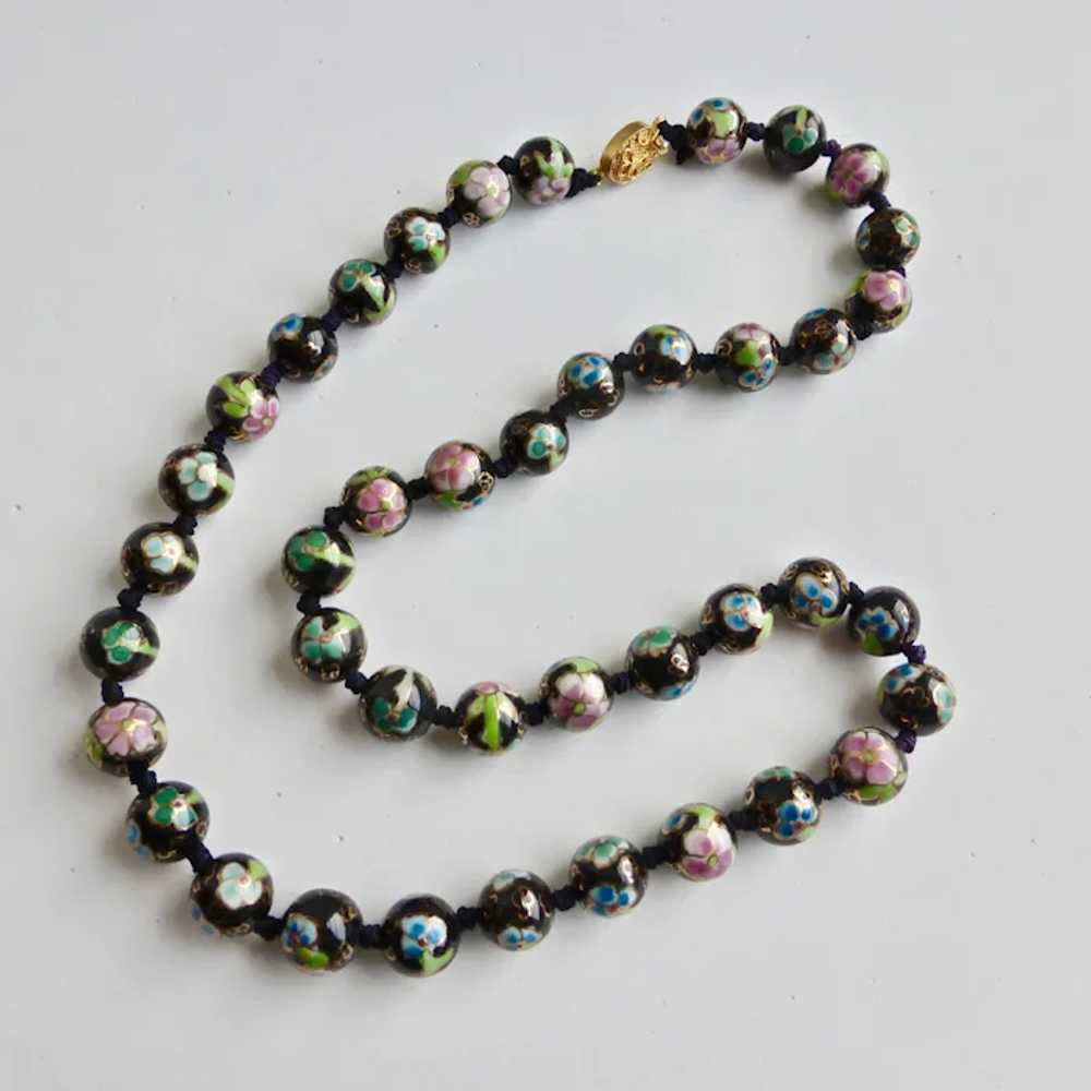 Hand Painted Black Chinese Porcelain Beaded Neckl… - image 6