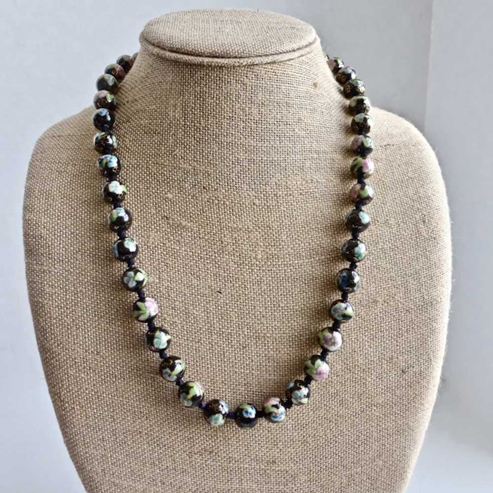 Hand Painted Black Chinese Porcelain Beaded Neckl… - image 7