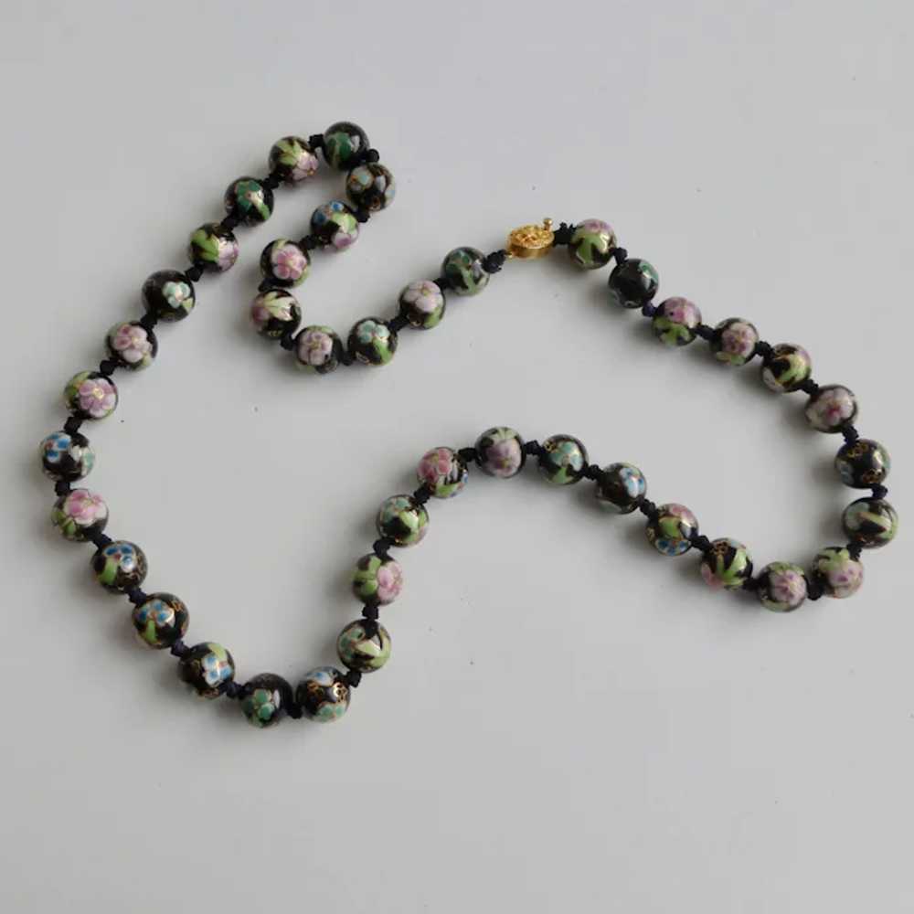 Hand Painted Black Chinese Porcelain Beaded Neckl… - image 8