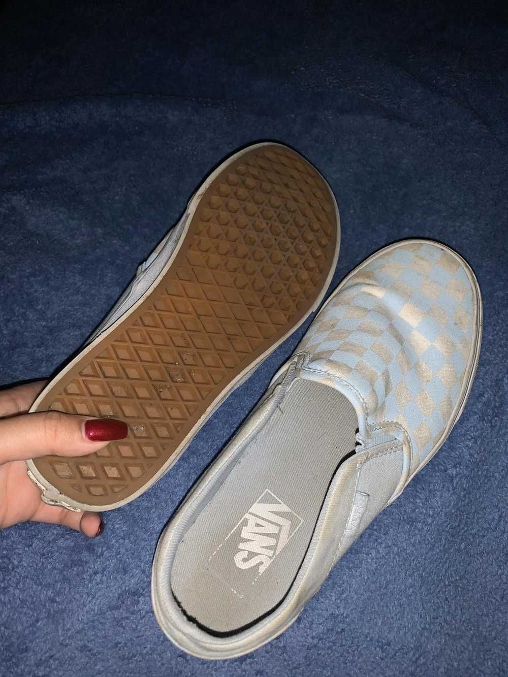 light blue checkered vans with laces