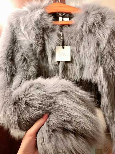Designer × Fox × Luxury SAM.-nyc. Gray Fox Fur coa