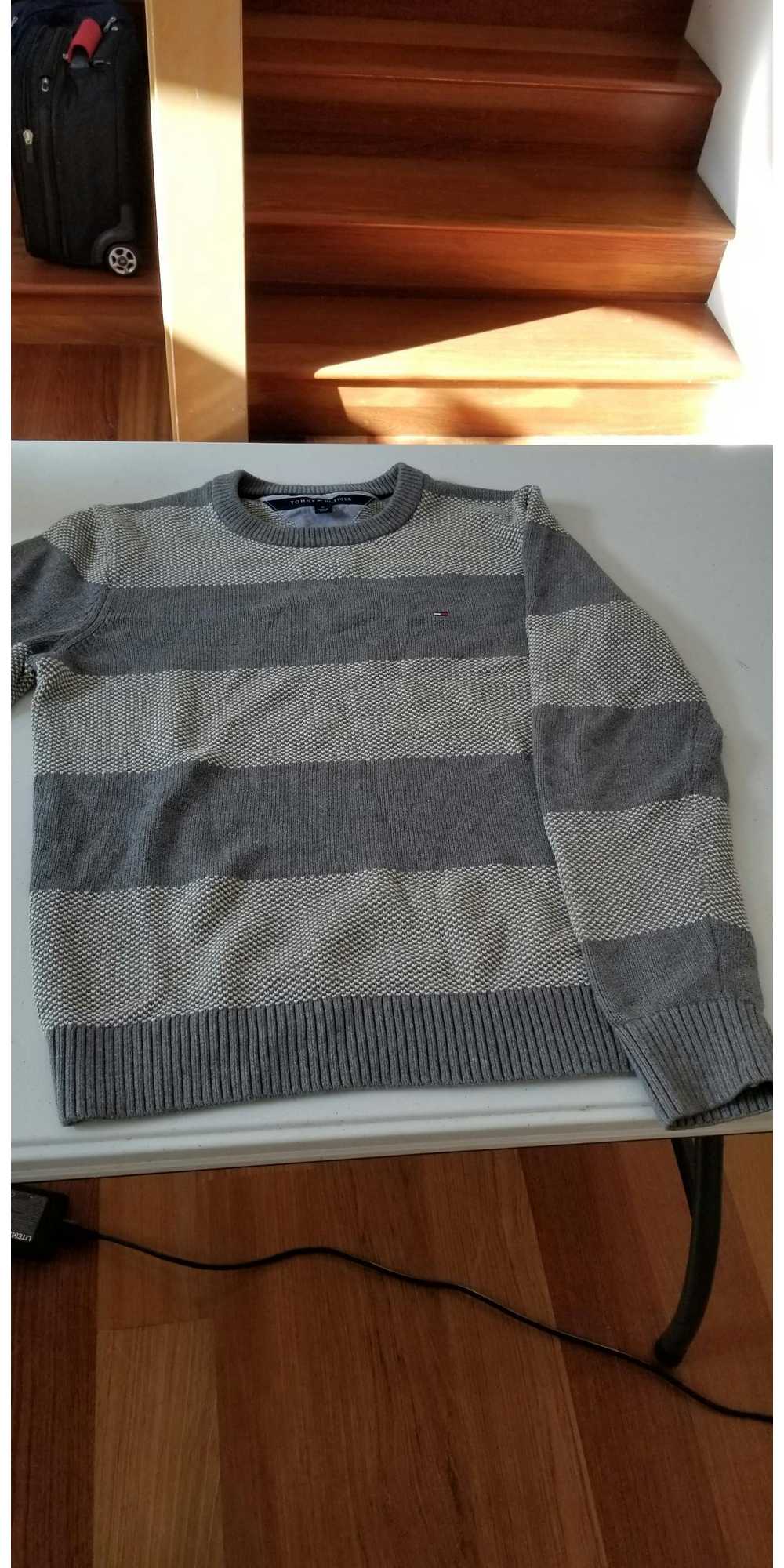 Tommy Hilfiger Knit Striped Grey Sweater - image 1