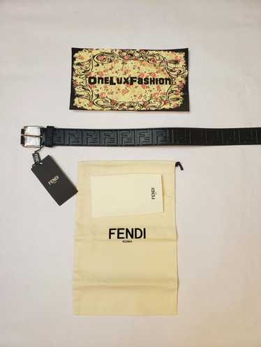 Fendi Fendi 85 Embossed FF Logo Leather Belt Black