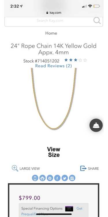 Kay Jewelers Gold Chain 24in 14K hotsell