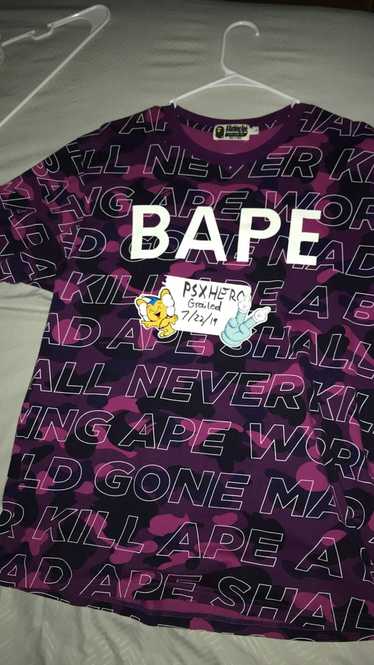 Bape Bape Purple Text Shirt