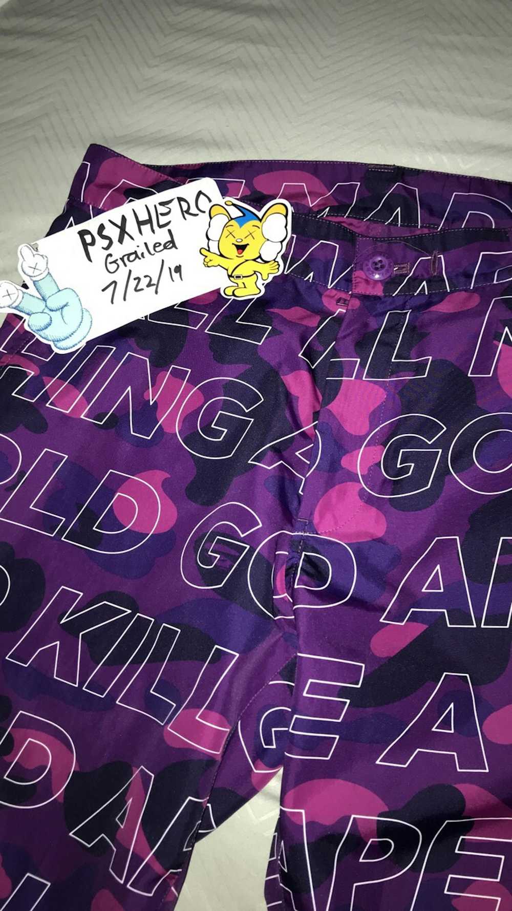 Bape Bape Purple Text Polyester Pants [Size Small] - image 2