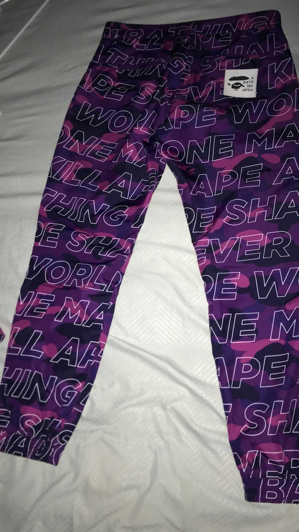 Bape Bape Purple Text Polyester Pants [Size Small] - image 5