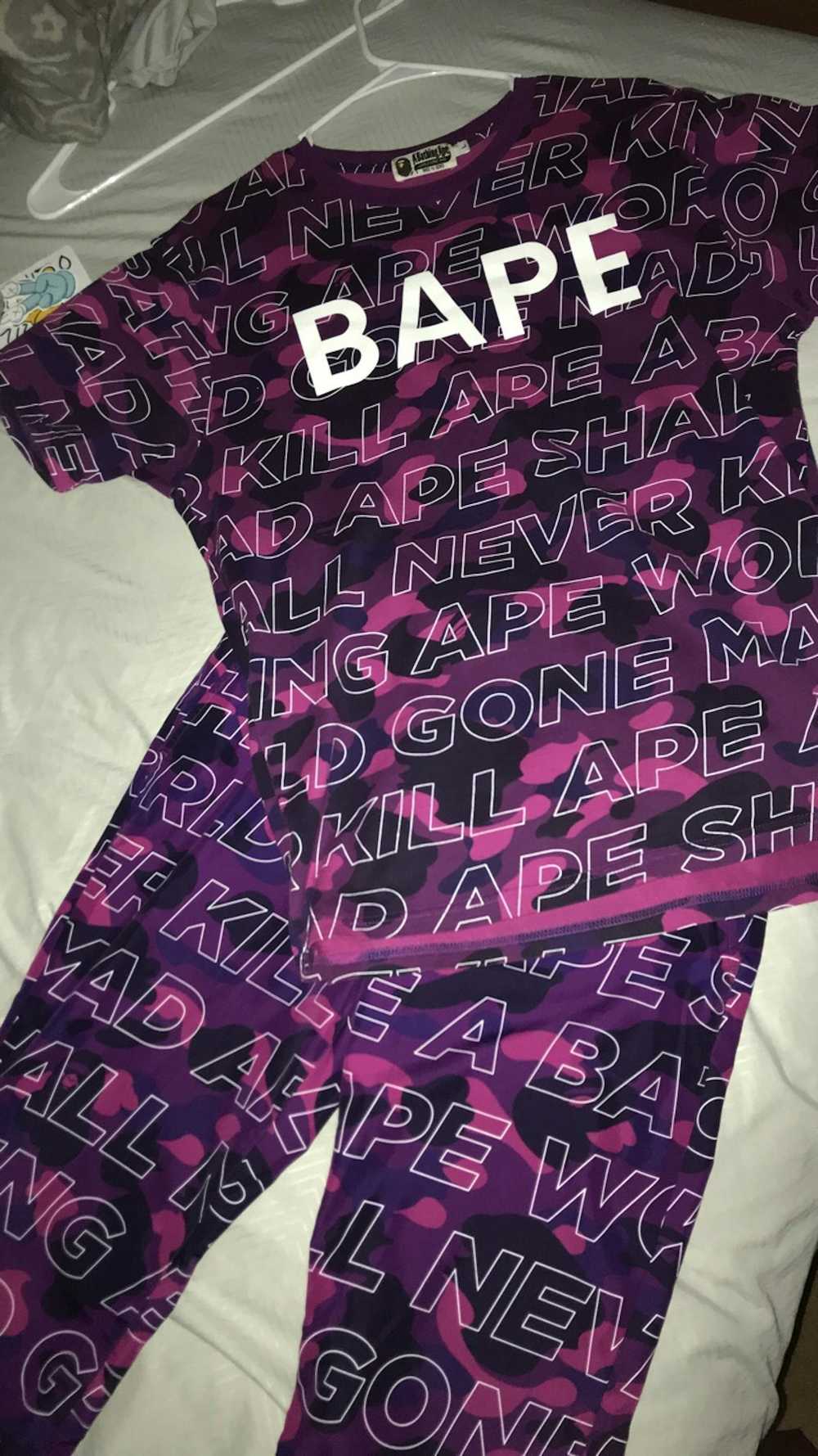 Bape Bape Purple Text Polyester Pants [Size Small] - image 7