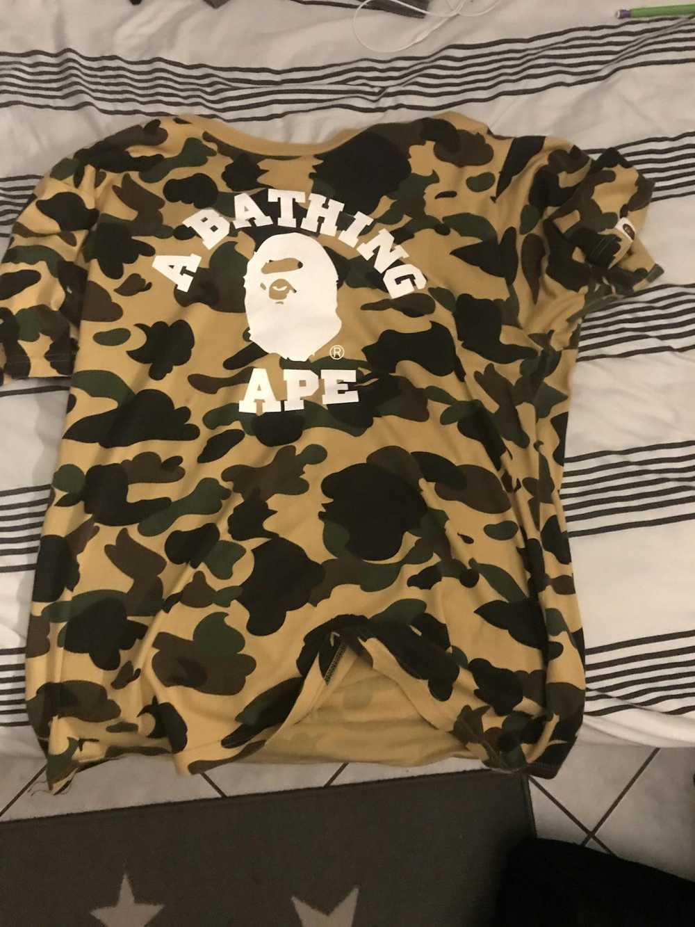 Bape Bape College Logo Tee/Yellow Camo - image 1