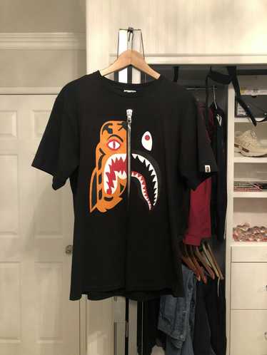 Bape half shark half best sale tiger tee