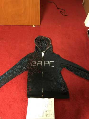 BAPE Double Shark full zip hoodie Black x Blue A Bathing Ape Size