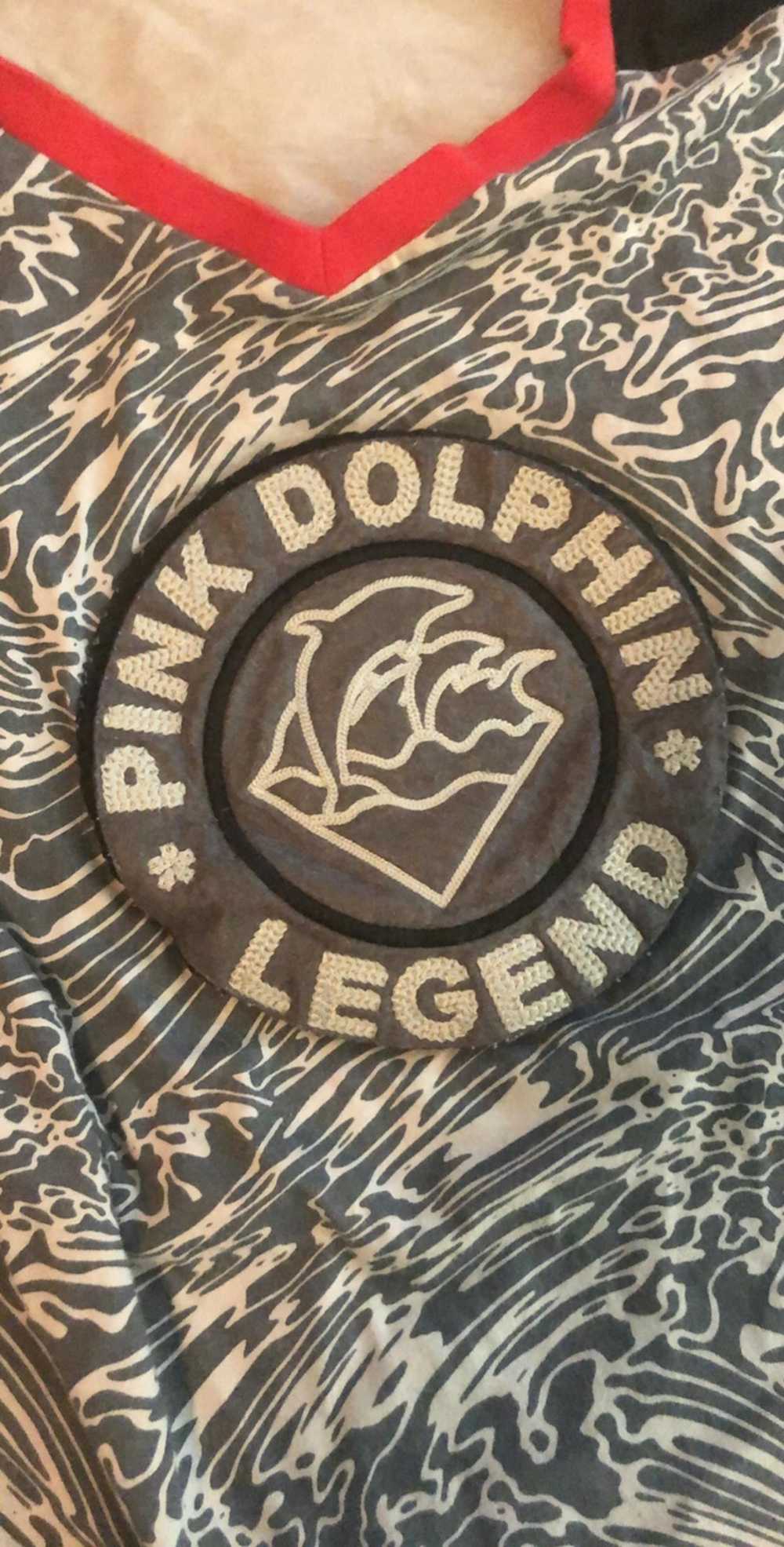 Pink Dolphin V Neck Logo patterned LS t shirt - image 2