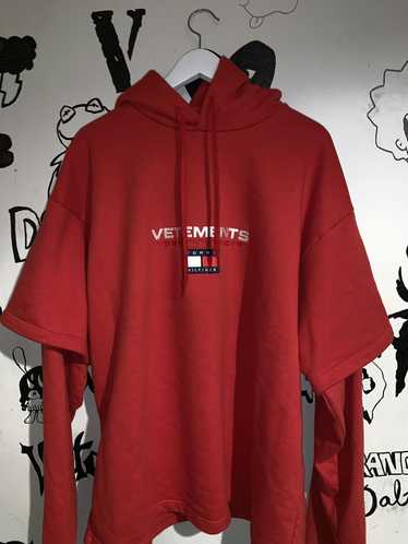 Vetements Red Tommy Hilfiger Edition Double Sleeve Hoodie Vetements
