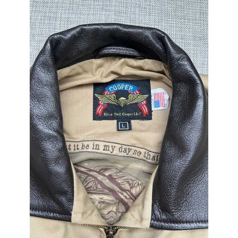 Cooper Flight Jacket Men's Large Tan Zipper Print… - image 10