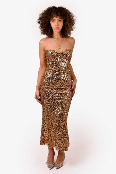 V. Chapman Gold Sequin 'Betty' Strapless Maxi Dres