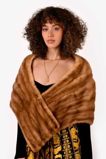 Vintage Brown Canadian Mink Fur Rectangular Stole 