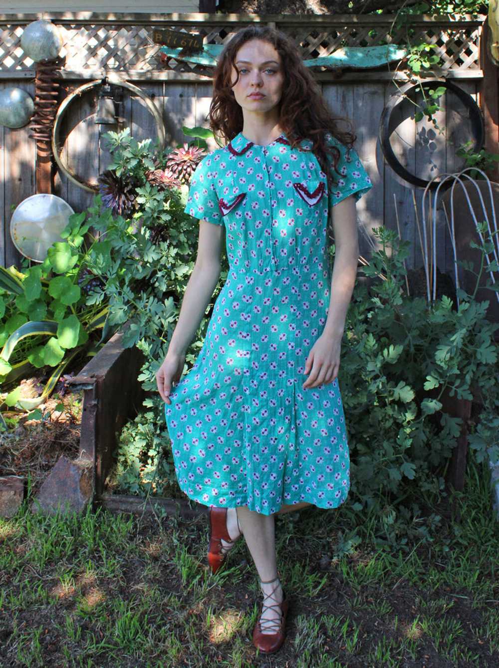 30s Swiss Dot Day Dress - image 1