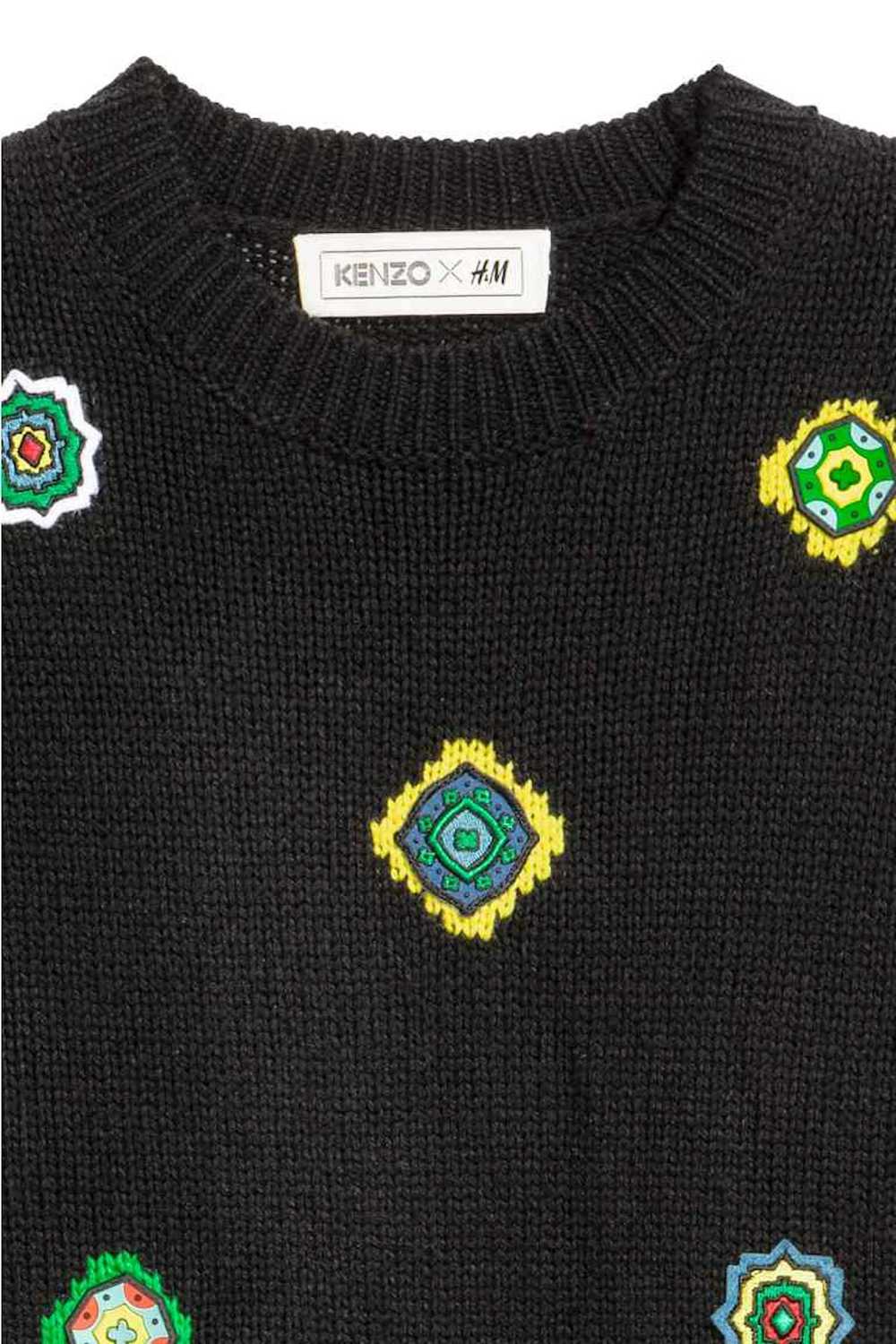 H&M × Kenzo BLACK WOOL APPLIQUE JUMPER SWEATER - image 6