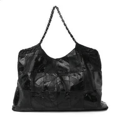CHANEL Patent Patchwork Brooklyn Tote Black - image 1